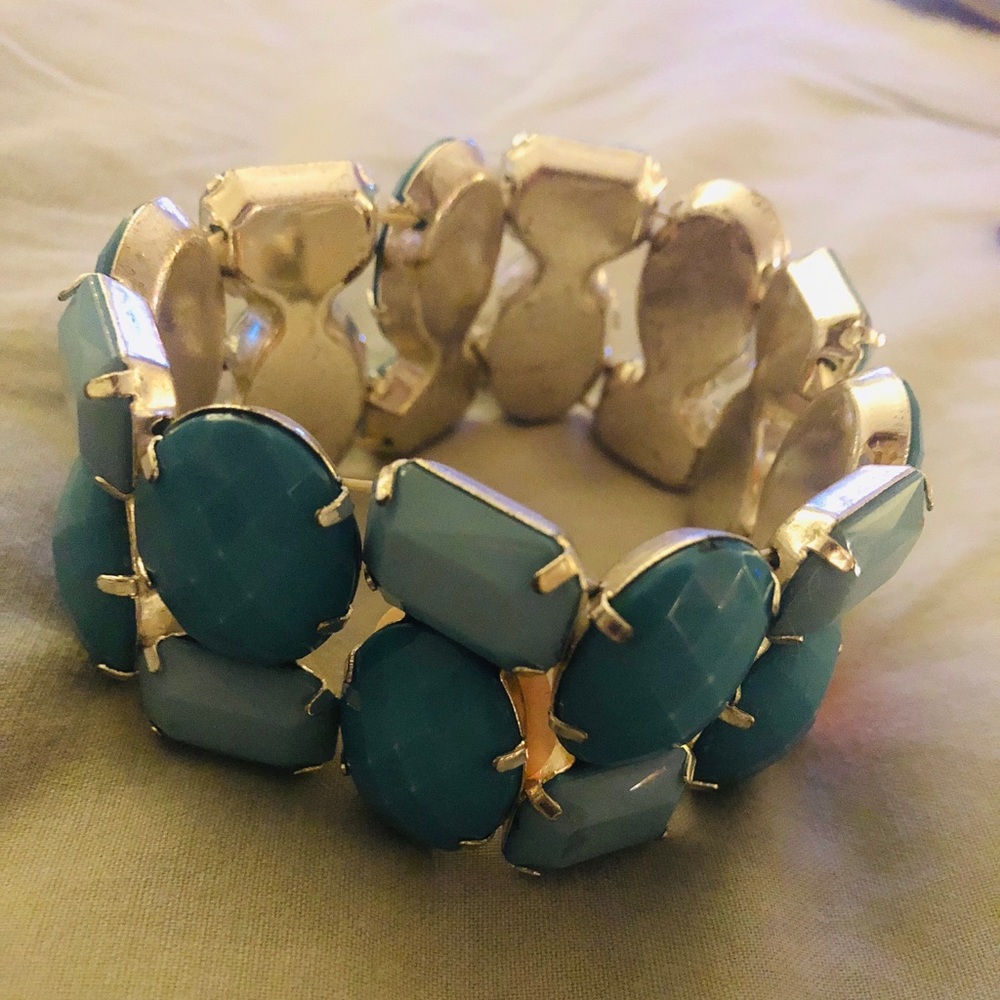 Large Blue Turquoise Gemstone Bangle Bracelet